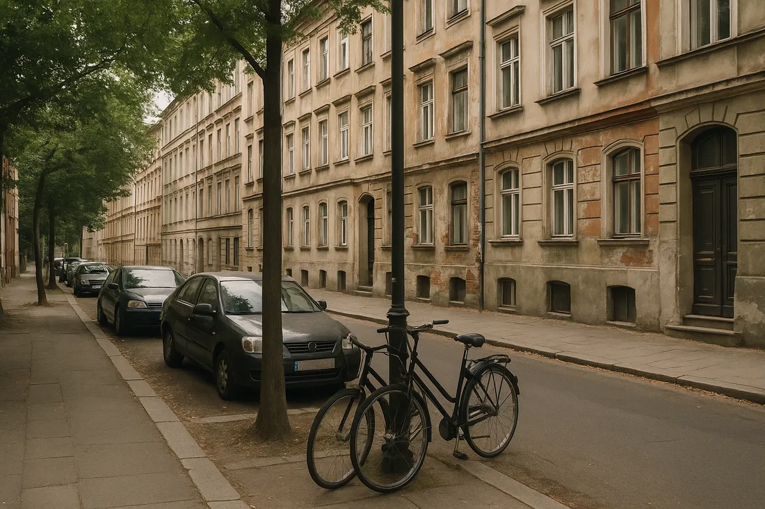 Altbaufassaden in einer ruhigen Wohnstraße